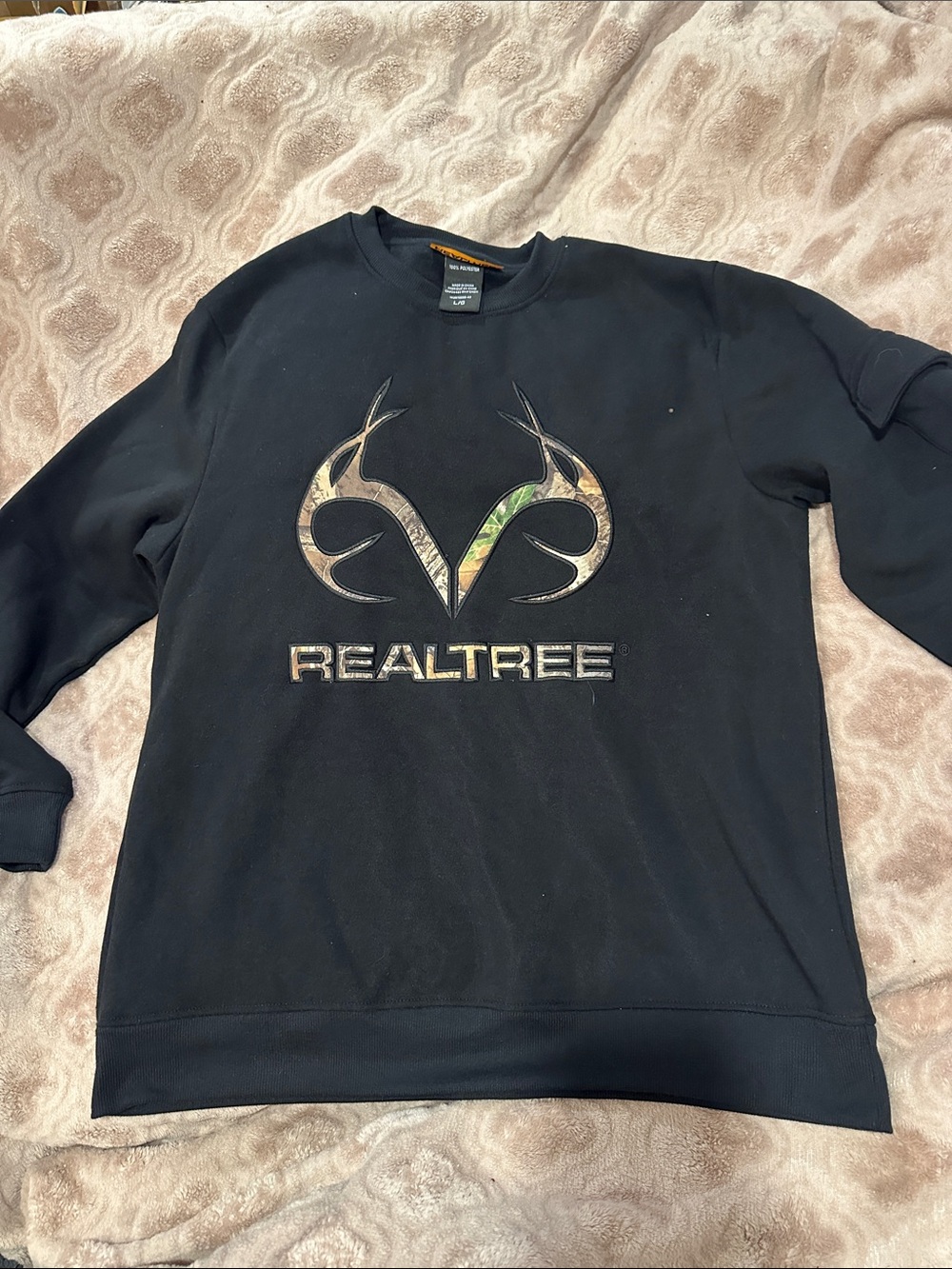 Realtree Black Crewneck Sweatshirt with Camo Logo